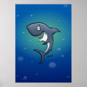 Smiling Shark on Blue Undersea Background Poster (Vorne)