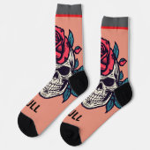 Smiling skull You are beauty red rose Spooky chic Socken (Linkes Detail)