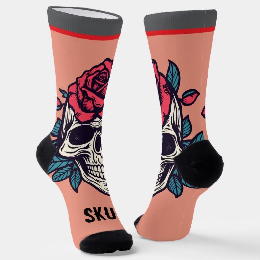 Smiling skull You are beauty red rose Spooky chic Socken (Gewinkelt)