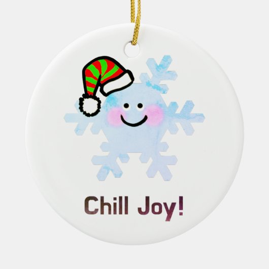 Smiling Snowflake Holiday Cheer Keramik Ornament (Vorne)