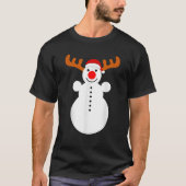 Smiling Snowman As Rudolph Red Nose Reindeer Funny T-Shirt (Vorderseite)
