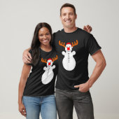 Smiling Snowman As Rudolph Red Nose Reindeer Funny T-Shirt (Unisex)