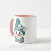 Smiling Snowman Face Name Christmas bow Tasse (Vorderseite Links)