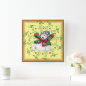 Smiling Snowman ~ Musical Scrolls ~ Christmas ~ Quadratische Wanduhr (Zuhause)