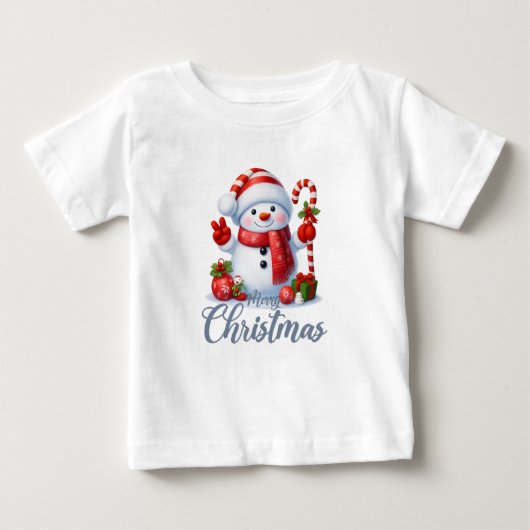 Smiling Snowman With Candy Cane Christmas Tee (Vorderseite)