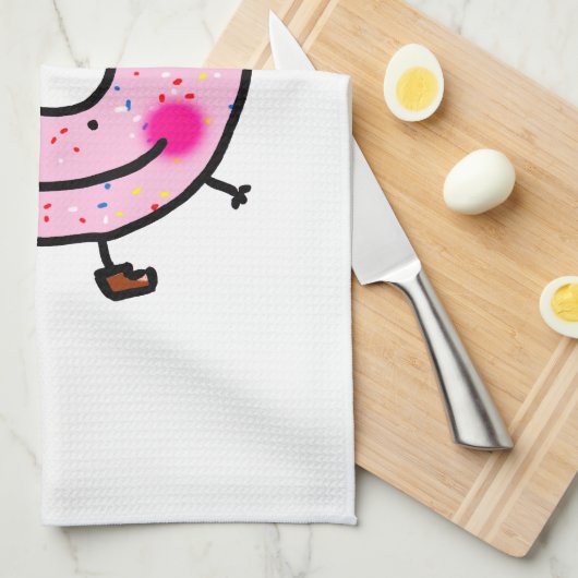 Smiling Sprinkle Donut Character Art Geschirrtuch (Viertel Falte)