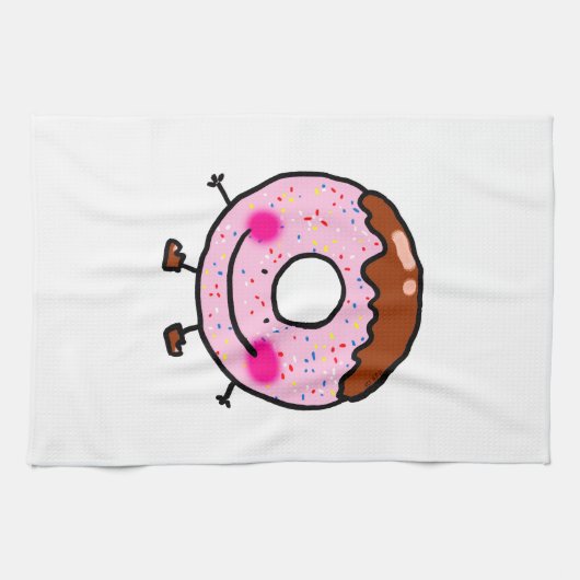 Smiling Sprinkle Donut Character Art Geschirrtuch (Horizontal)