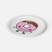 Smiling Sprinkle Donut Character Art Pappteller (Schrägansicht)
