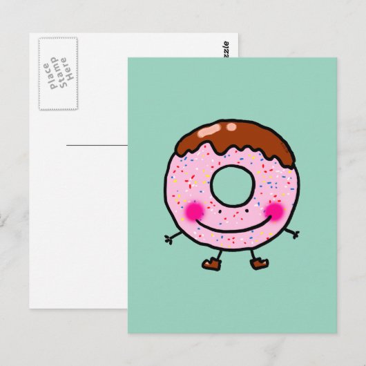 Smiling Sprinkle Donut Character Art Postkarte (Vorne/Hinten)