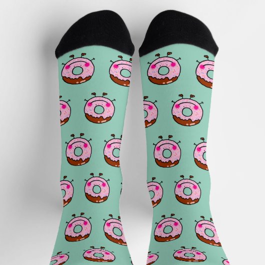 Smiling Sprinkle Donut Character Art Socken (Oben)