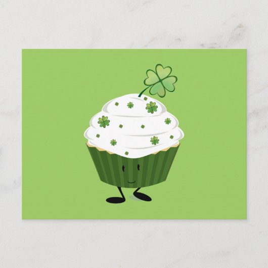 Smiling St. Patrick's Day Cupcake Postkarte (Vorderseite)