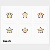 Smiling Star – Cute Kawaii Illustration Quadratischer Aufkleber (Blatt)
