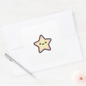 Smiling Star – Cute Kawaii Illustration Quadratischer Aufkleber (Umschlag)