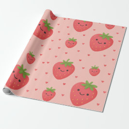Smiling Strawberry Kids Birthday Decor Geschenkpapier