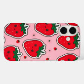 Smiling Strawberry Niedlich Kawaii Case-Mate iPhone Hülle (Rückseite (Horizontal))