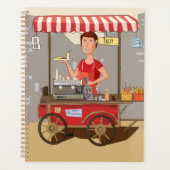 Smiling Street Food Vendor Colorful Food Cart Planer (Vorderseite)