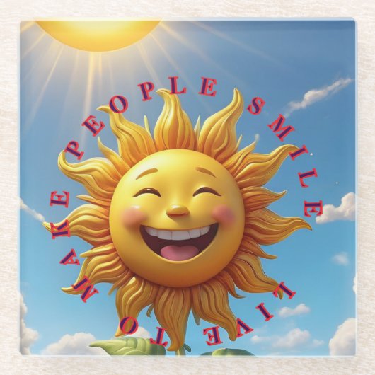 "Smiling Sun Coasters – Spread Joy with Eve Glasuntersetzer (Vorderseite)