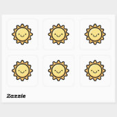 Smiling Sun – Cute Kawaii Illustration Quadratischer Aufkleber (Blatt)