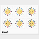 Smiling Sun – Cute Whimsical Illustration Quadratischer Aufkleber (Blatt)