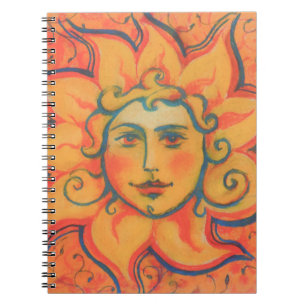 Smiling Sun, Fairytale Fantasy Art, Orange Yellow Notizblock