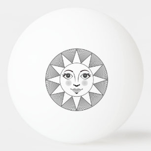 Smiling Sun Gesicht Schwarz-Weiß Astronomie Symbol Tischtennisball