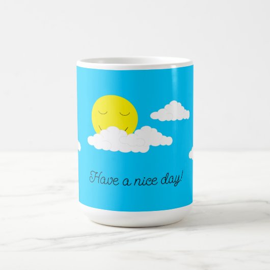 Smiling Sun with Clouds: Turquoise Kaffeetasse (Mittel)