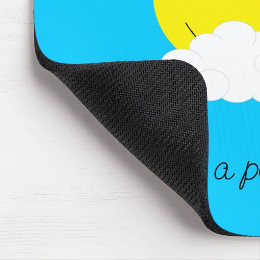 Smiling Sun with Clouds: Turquoise Mousepad (Ecke)