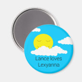 Smiling Sun with Puffy Clouds: Magnet (Vorderseite/Rückseite)