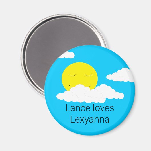 Smiling Sun with Puffy Clouds: Magnet (Vorderseite/Rückseite)