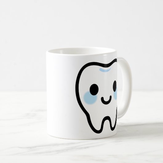 Smiling Tooth Character – Cute & Clean Illustratio Kaffeetasse (VorderseiteRechts)