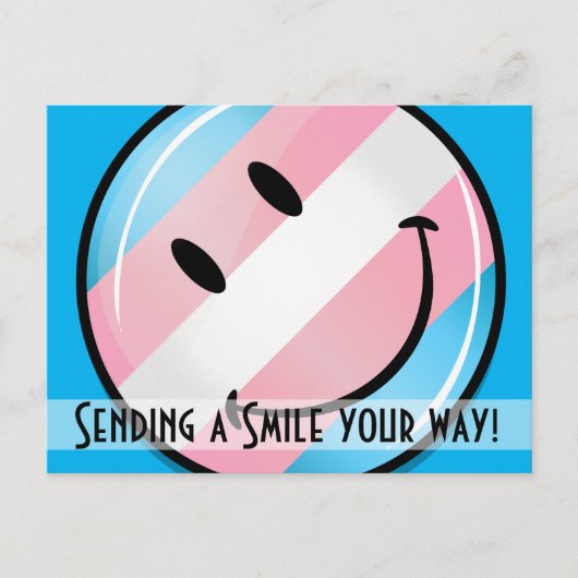 Smiling Transgender Flag Postkarte (Vorderseite)