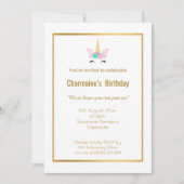 SMILING UNICORN RAINBOW HERZ GOLD 2 EINLADUNG (Vorderseite)