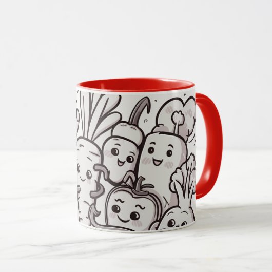 Smiling Veggies Coffee Mug Tasse (VorderseiteRechts)
