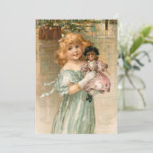 Smiling Victorian Girl Feiertagskarte (Stehend Vorderseite)