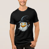 Smiling White Pumpkin Witch Design Tri-Blend Shirt (Vorderseite)