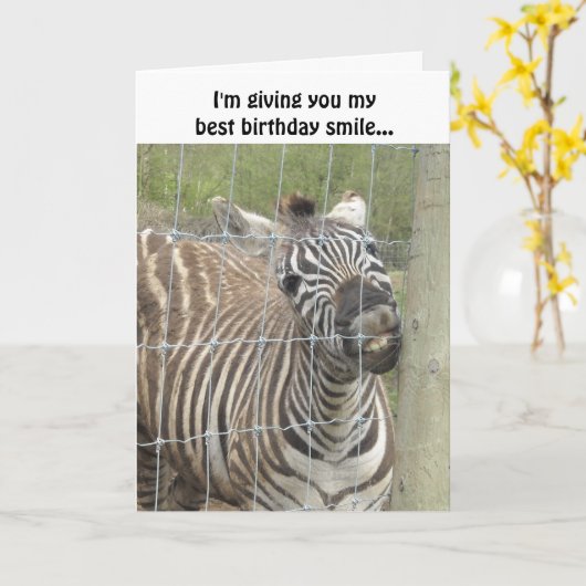 Smiling Zebra Birthday Karte (Gelbe Blume)