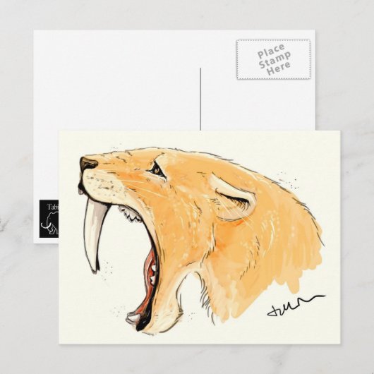 Smilodon Brüllen Postkarte (Vorne/Hinten)