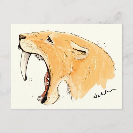 Smilodon Brüllen Postkarte (Vorderseite)