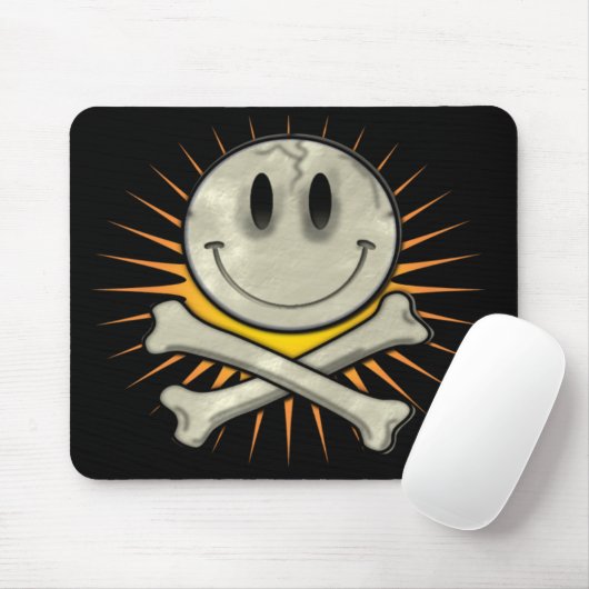 Smily Skull und Crossbones Mousepad (Mit Mouse)