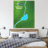 Sminge Lake Denmark Reisekarte Leinwanddruck (Insitu (Schlafzimmer))