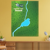 Sminge Lake Denmark Reisekarte Leinwanddruck (Insitu (Wohnzimmer))