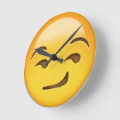 Smirking Face Emoji Runde Wanduhr (Winkel)