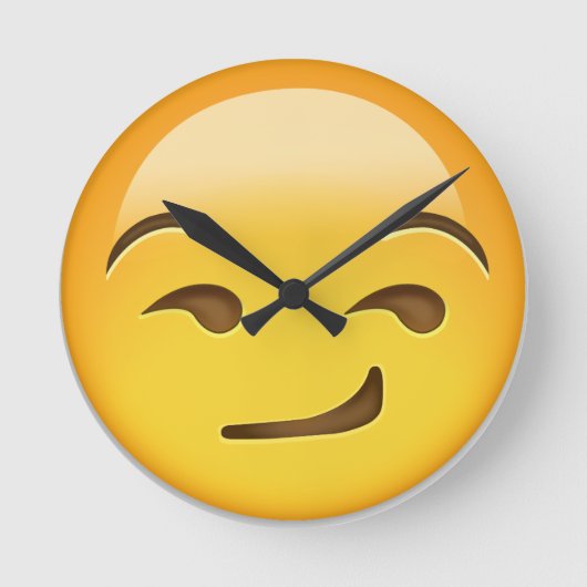 Smirking Face Emoji Runde Wanduhr (Vorderseite)