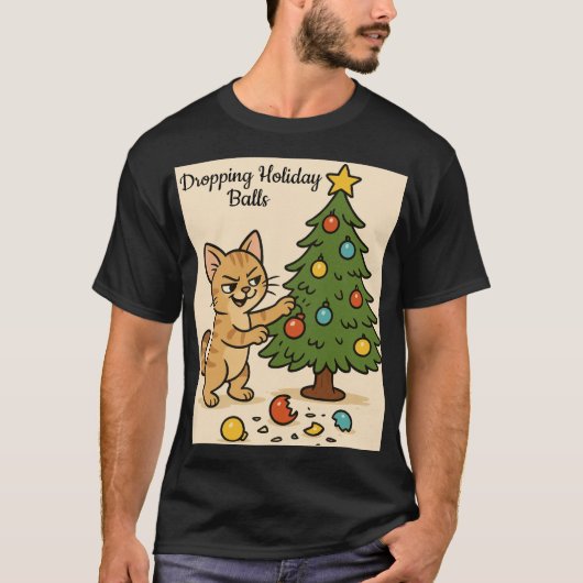 Smirking Kitten Christmas Chaos2 T-Shirt (Vorderseite)