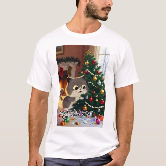 Smirking Kitten Christmas Chaos 1 mens T-Shirt (Vorderseite)
