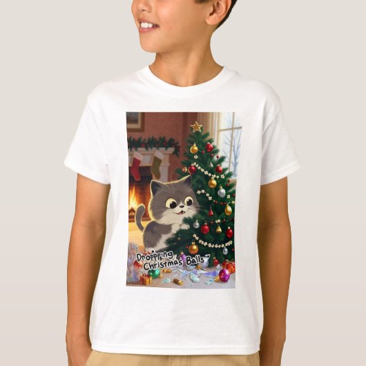 Smirking Kitten Christmas Chaos 1 T-Shirt (Vorderseite)