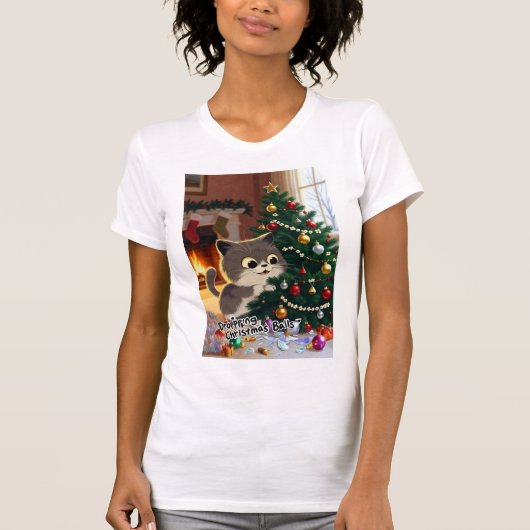 Smirking Kitten Christmas Chaos 1 women's T-Shirt (Vorderseite)