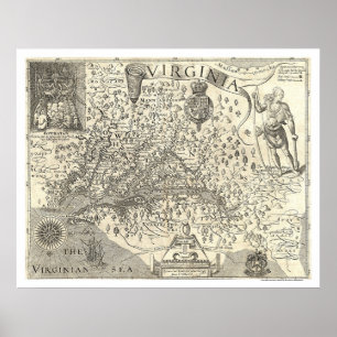 Smith-Karte 1624 Virginias John Poster