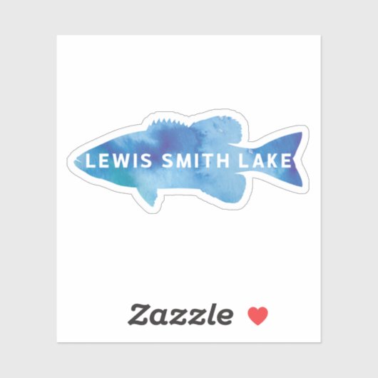Smith Lake Blue Watercolor Bass Vinyl Sticker (Blatt)