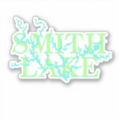 Smith Lake Map Blue und Green Sticker (Vorderseite)